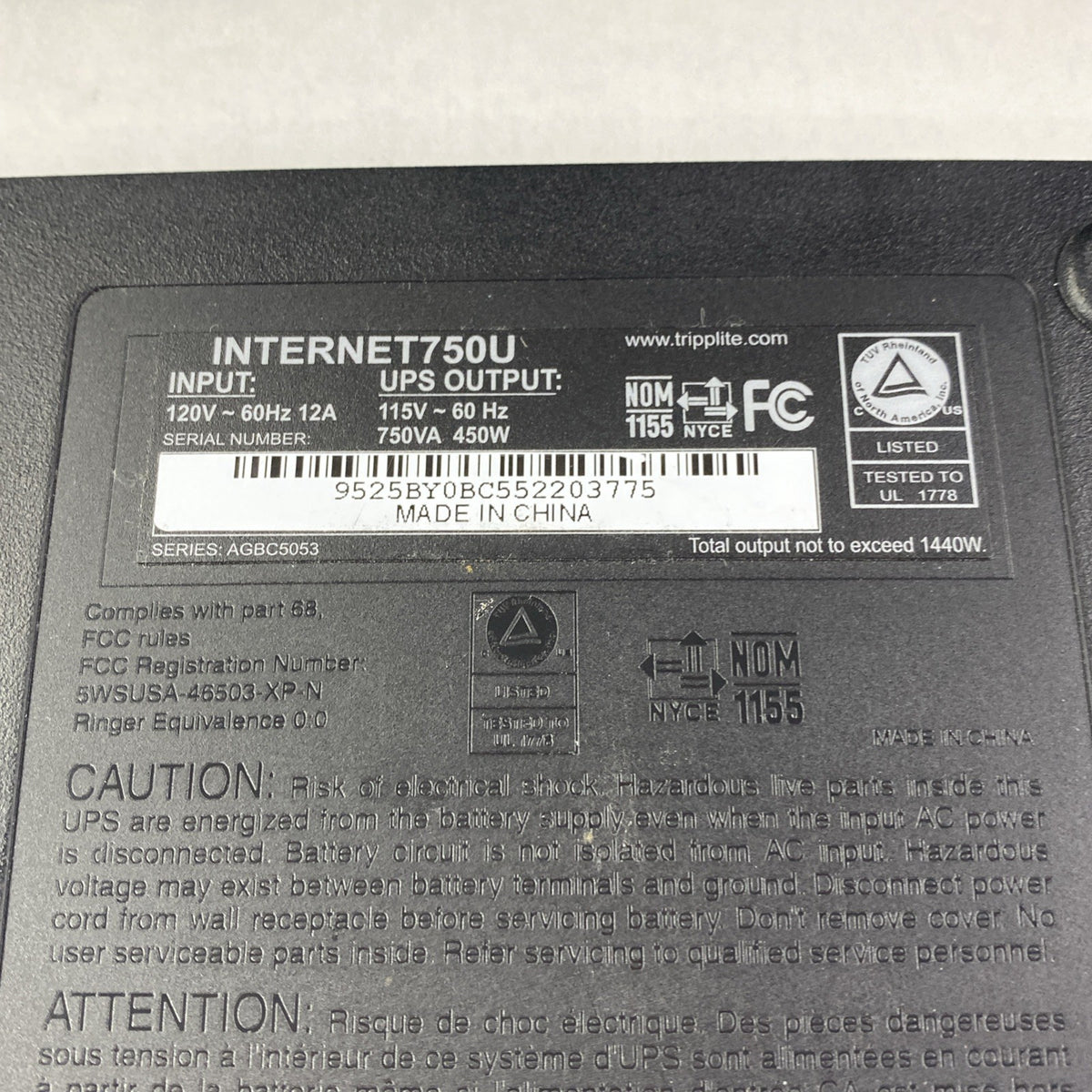 Tripp Lite INTERNET750U 750 VA 450W Battery UPS 12 Outlets - Tested No Batteries12