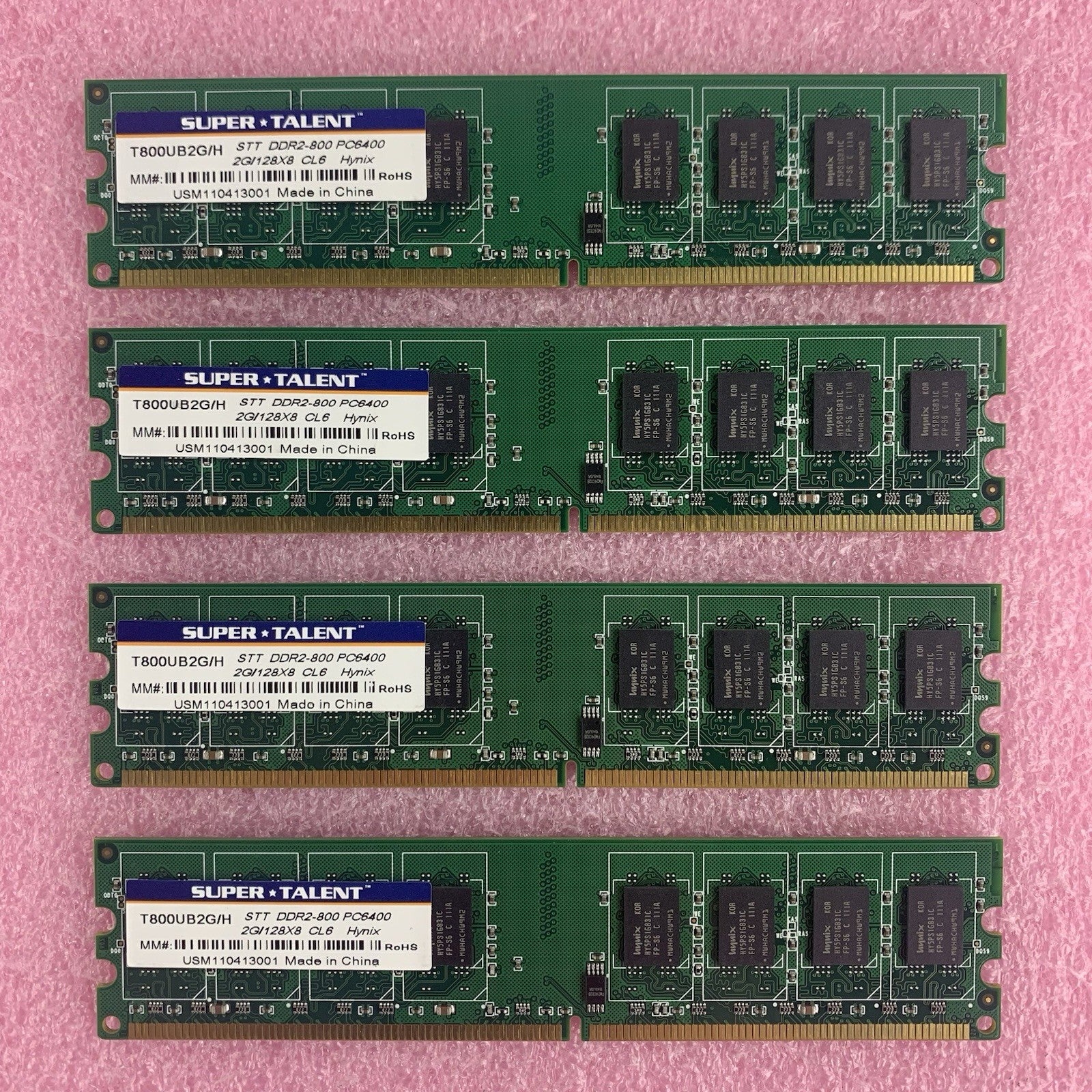Super Talent T800UB2G/H STT DDR2-800 PC6400 4x2 GB Sticks Memory Ram Lot of 4x1