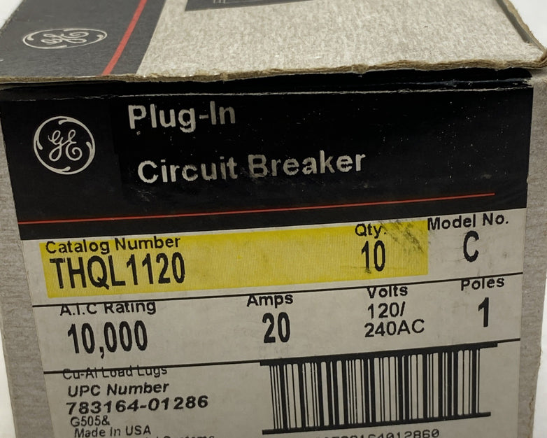 General Electric Model C THQL1120 20A Plug In Circuit Breaker Box Of 10