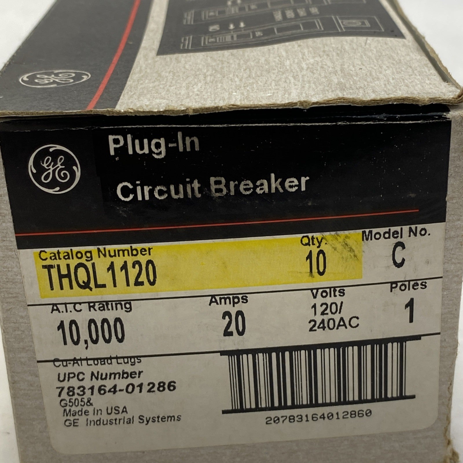 General Electric Model C THQL1120 20A Plug In Circuit Breaker Box Of 103