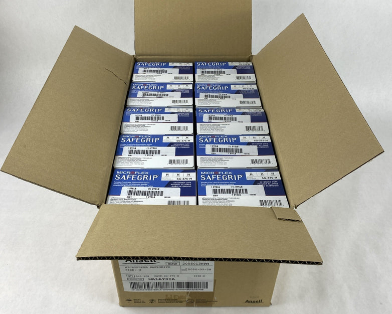 Ansell Microflex SafeGrip SG-375-M Latex Exam Gloves Medium - 500 Count