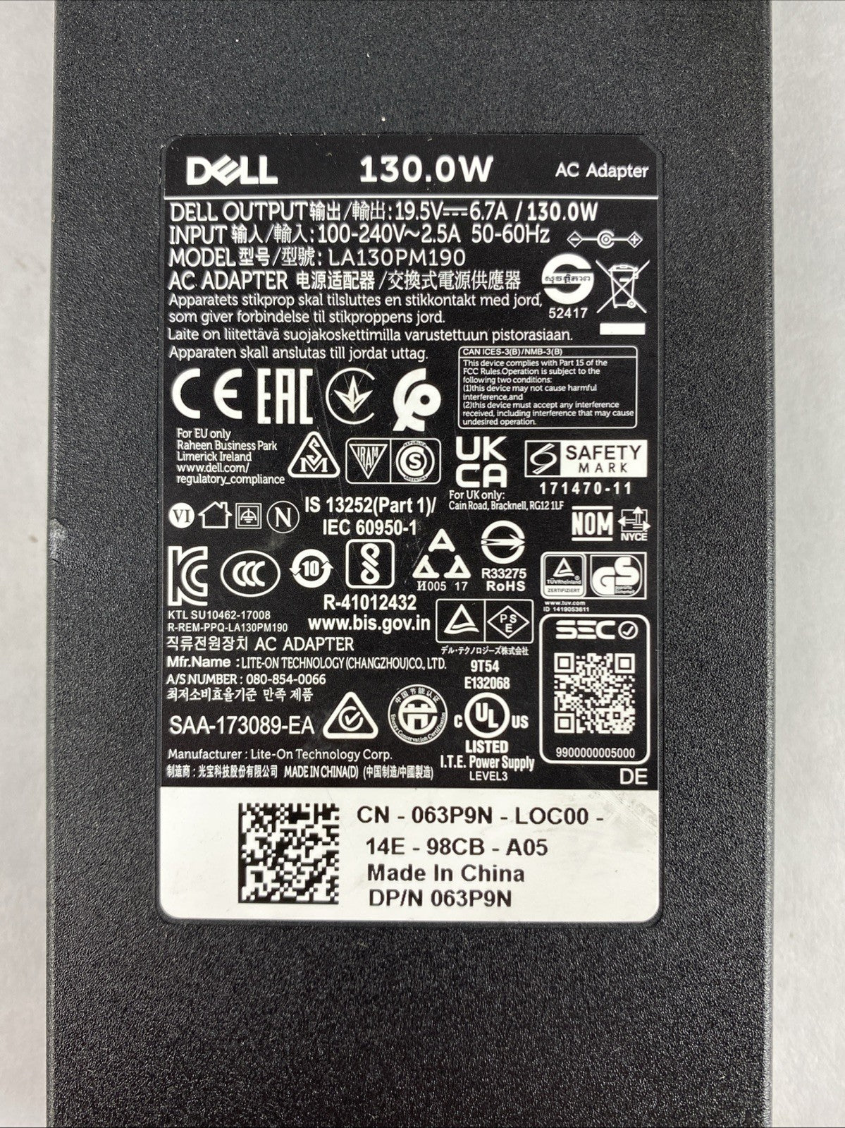  Dell LA130PM190 AC Adapter Power Charger 19.5V 6.7A 130W 7.4mm Lot of 34