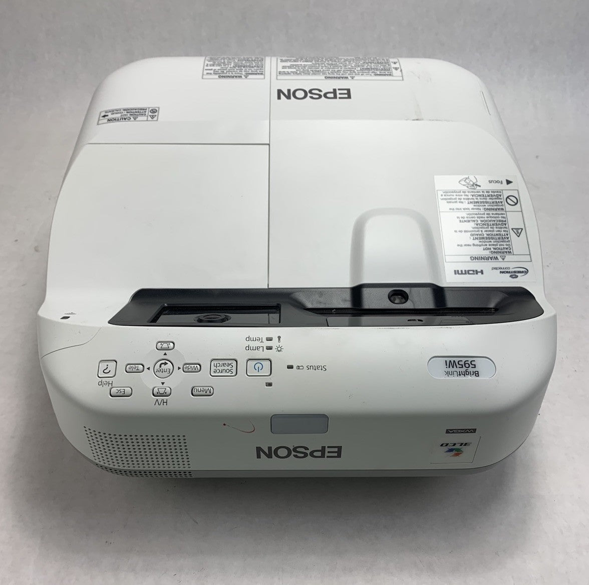 Epson BrightLink 595Wi H599A LCD Lamp Projector 1221 Lamp Hours - No Remote3