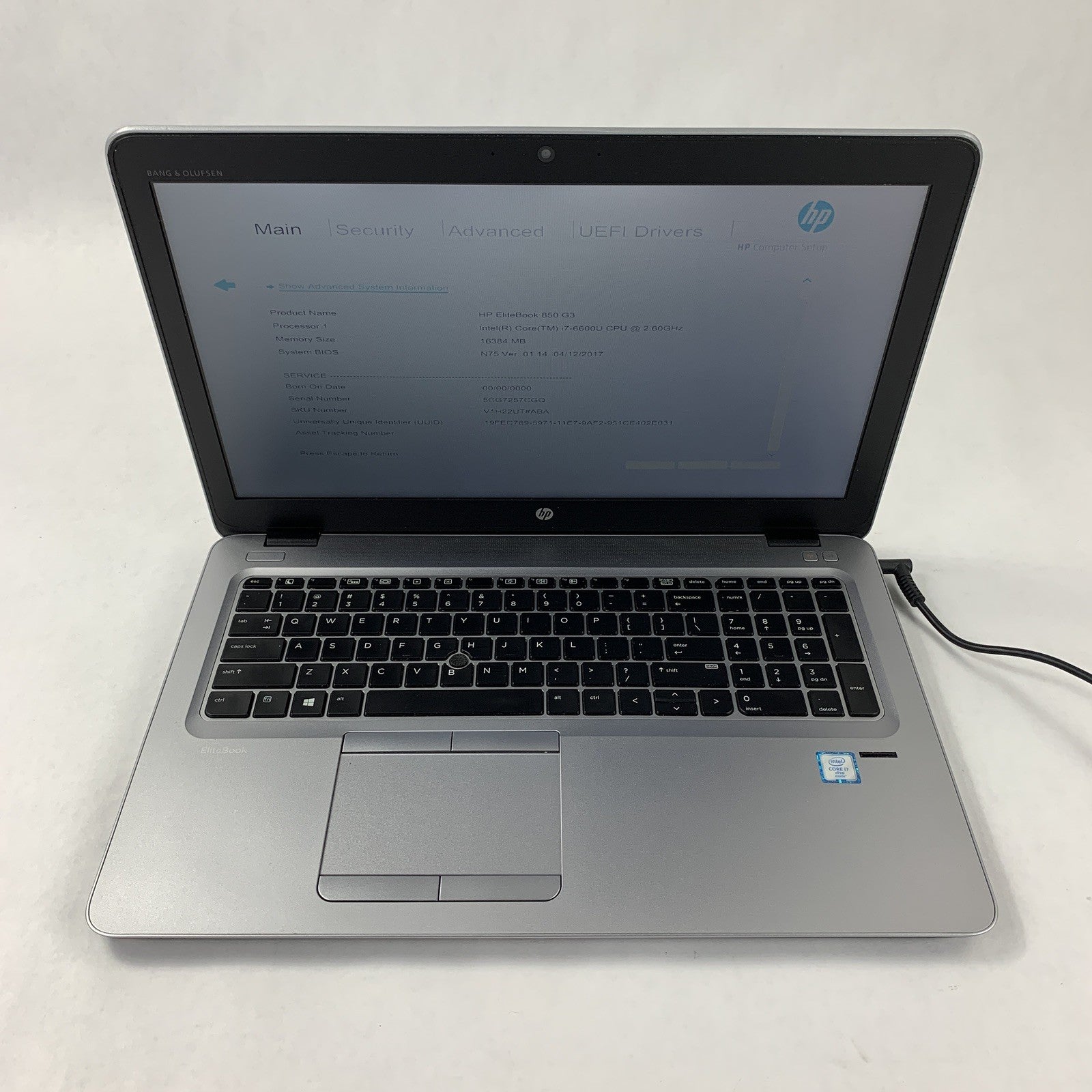 HP EliteBook 850 G3 Laptop 15.6" i7-6600U 2.6 GHz 16 GB RAM No OS No HDD No AC