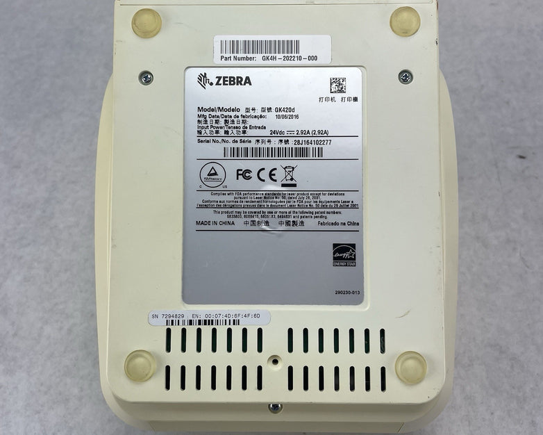 Zebra GK420D Direct Thermal Printer, Tested For Parts or Repair 297,991pgc