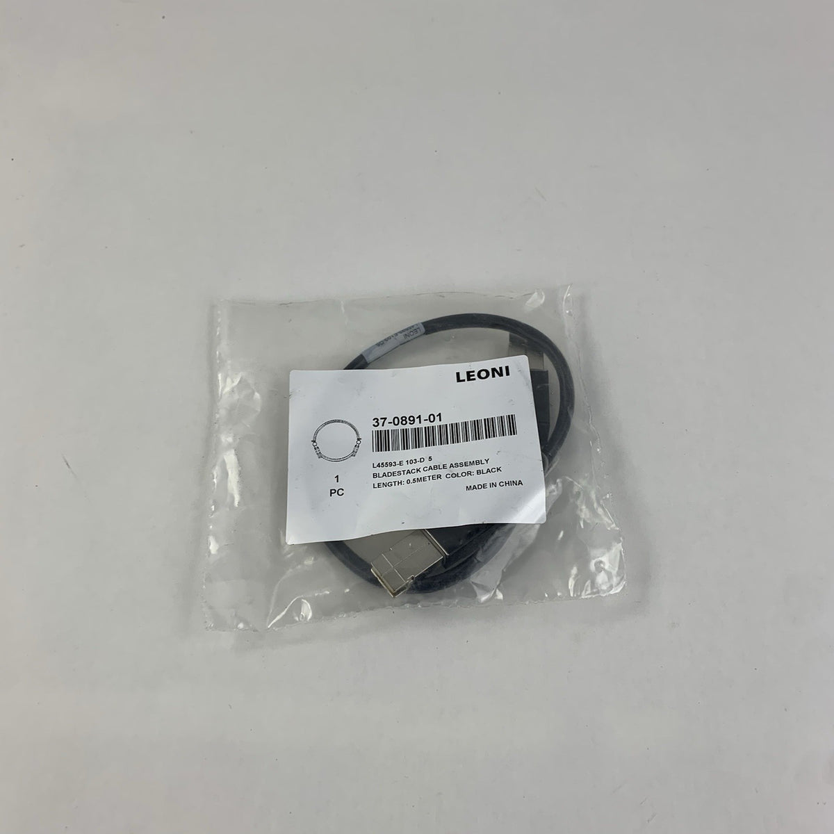 Leoni 37-0891-01 Bladestack Cable Assembly 0.5M Black - New - Lot of 76