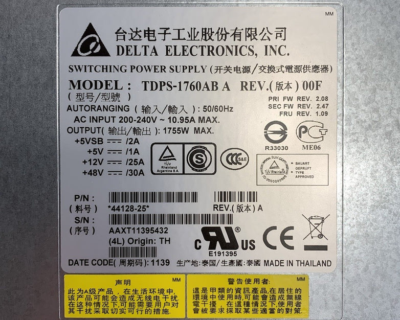 Delta Electronics TDPS-1760AB A Rev: 00F 1755W Switching Power Supply