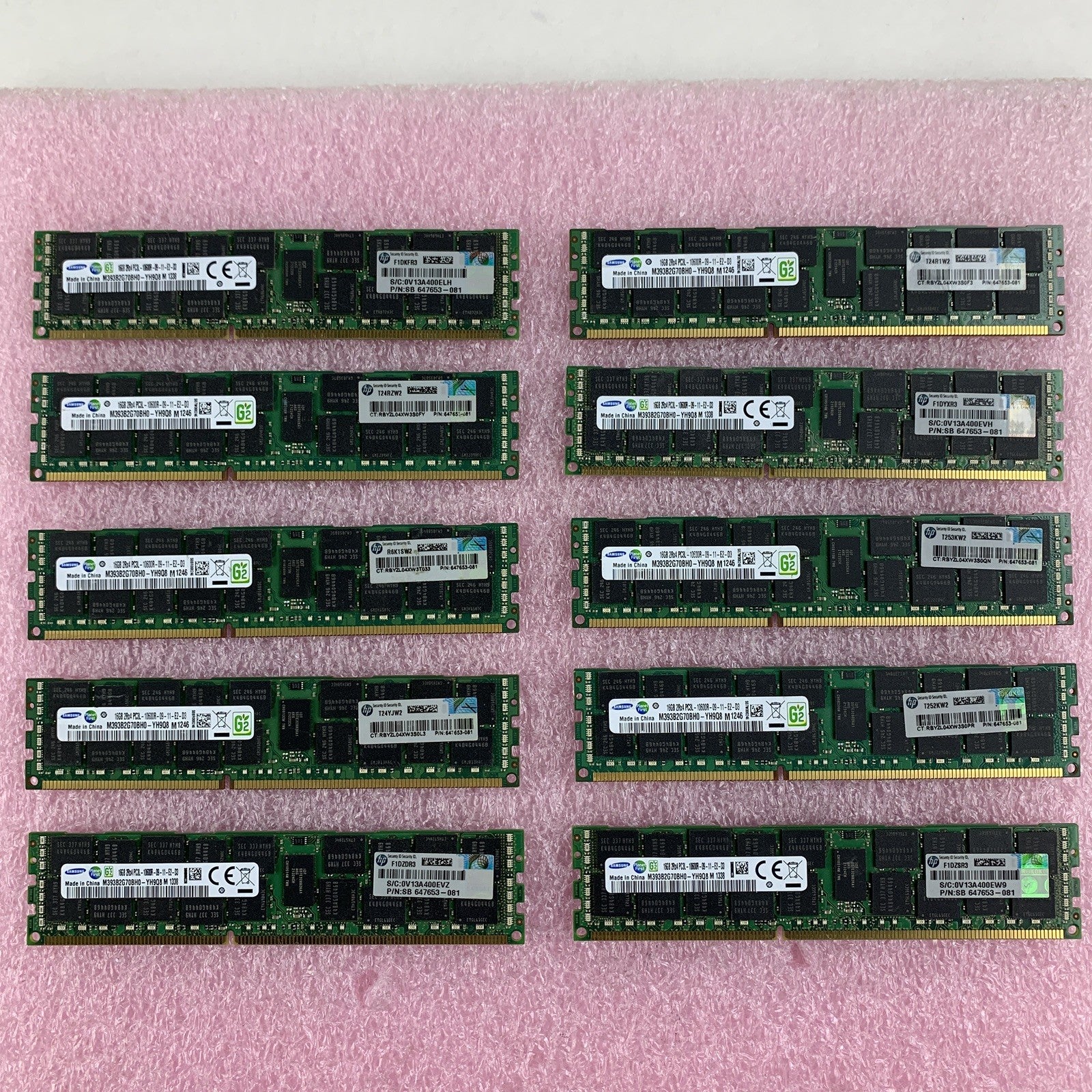 Samsung M393B2G70BH0-YH9Q8 16GB 2RX4 PC3L-10600R Server Ram Lot of 10