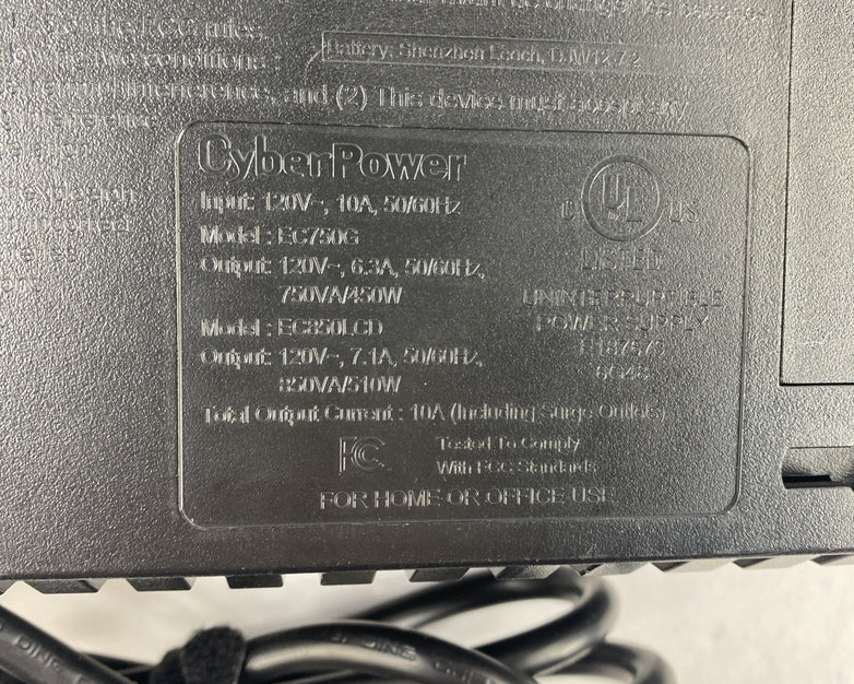 Cyber Power EC750G Ecologic UPS 12 Outlet 6 Surge 750VA 120V Tested No Battery