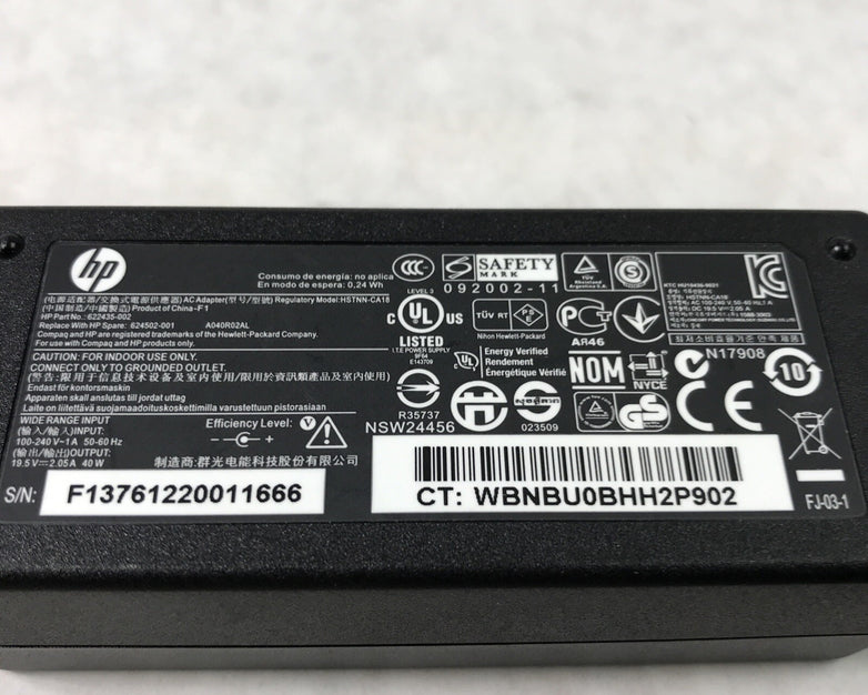 HP HSTNN-CA189 Laptop Charger 60Hz 19.5V 40W 2.05A 622435-002 (Lot of 2)