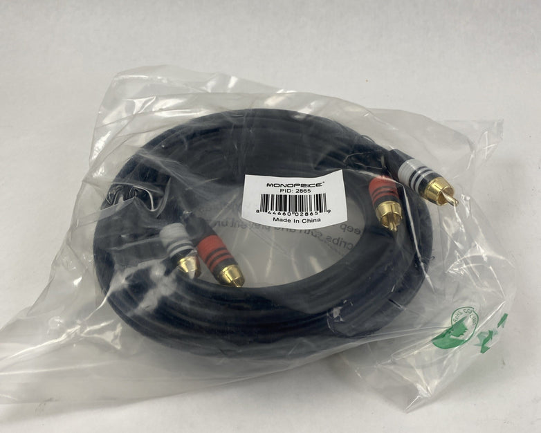Monoprice 2865 12' 22G Dual Male RCA Plug CBL 2-RCA Plug - Lot of 2