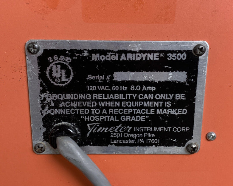 Airdyne 3500 Timeter Instrument Corporation Compressor Powers On Pumps