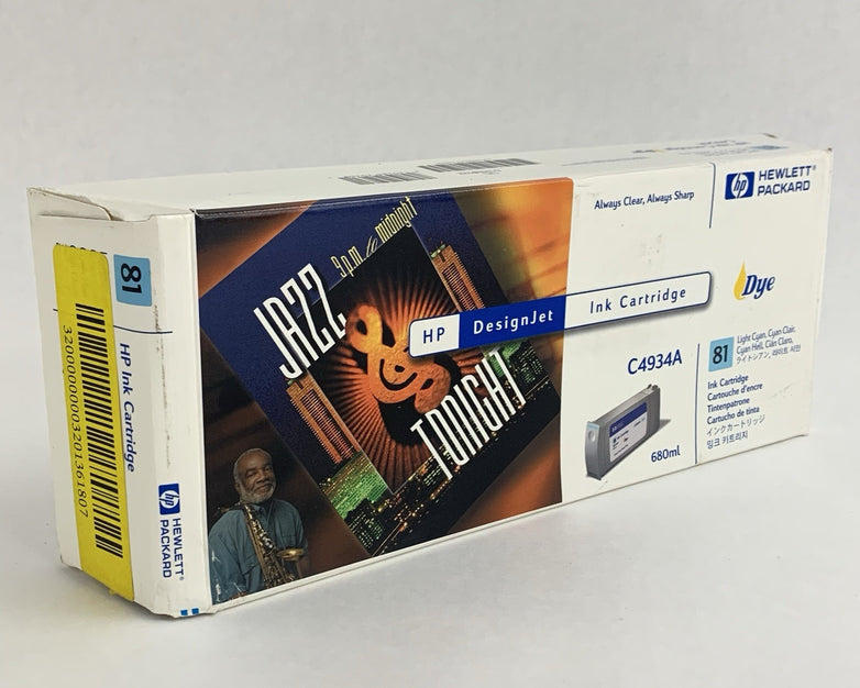 HP C4934A 81 DesignJet Light Cyan Dye Ink Cartridge New OEM Sealed in Box