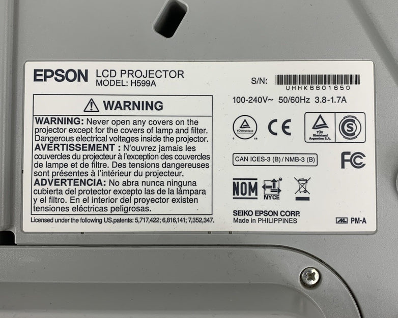 Epson BrightLink 595Wi H599A LCD Lamp Projector 48 Lamp Hours - No Remote