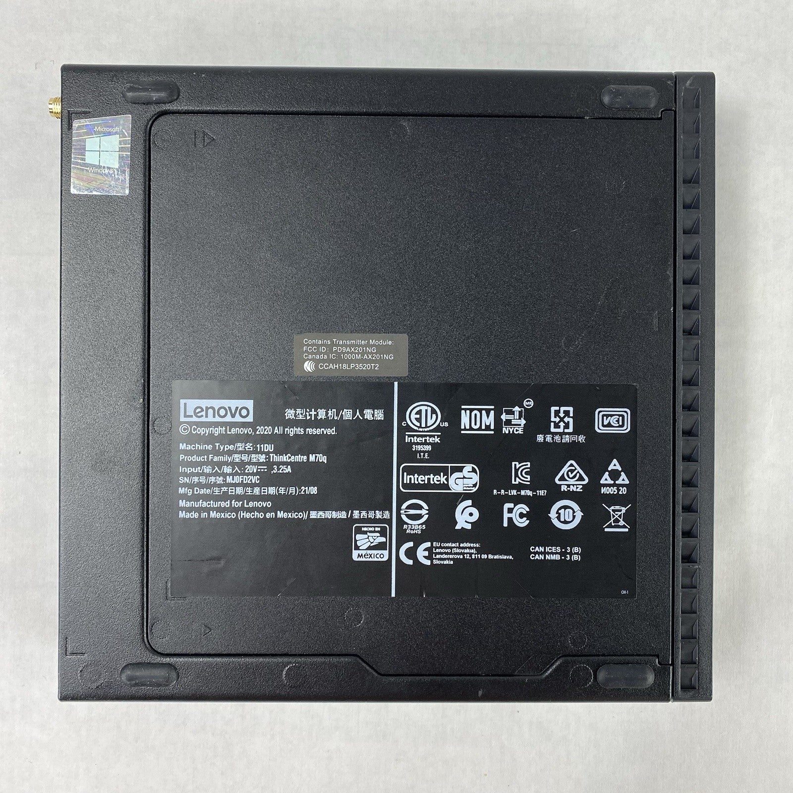 Lenovo ThinkCentre M70q Intel i5-10500T 2.3GHz 16GB RAM No HDD OS Power Cord