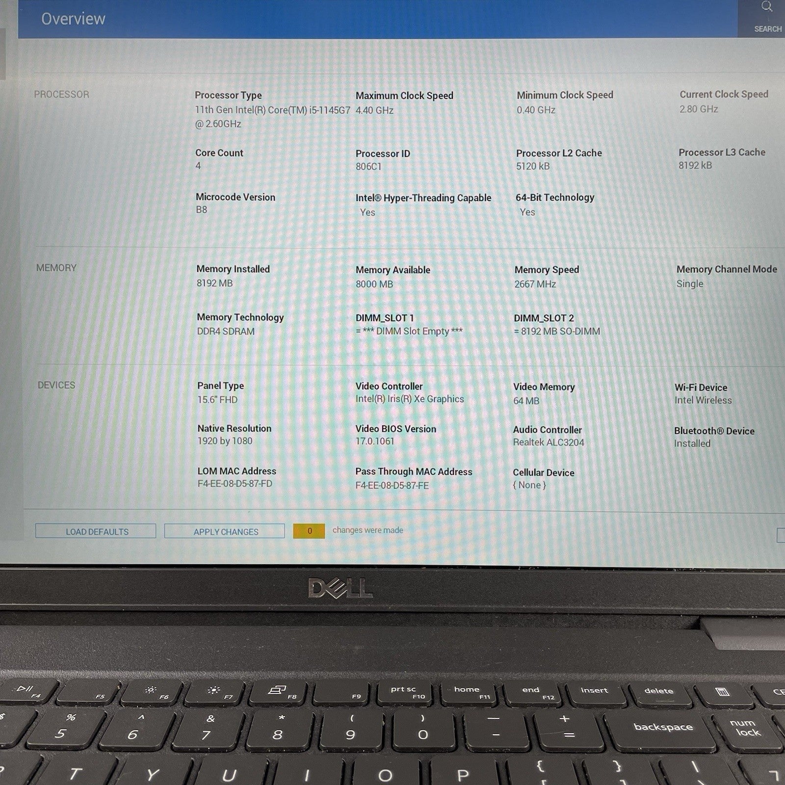 Dell Latitude 3520 15.6" i5-1145G7 2.60 GHz 8 GB RAM No SSD/OS/AC2