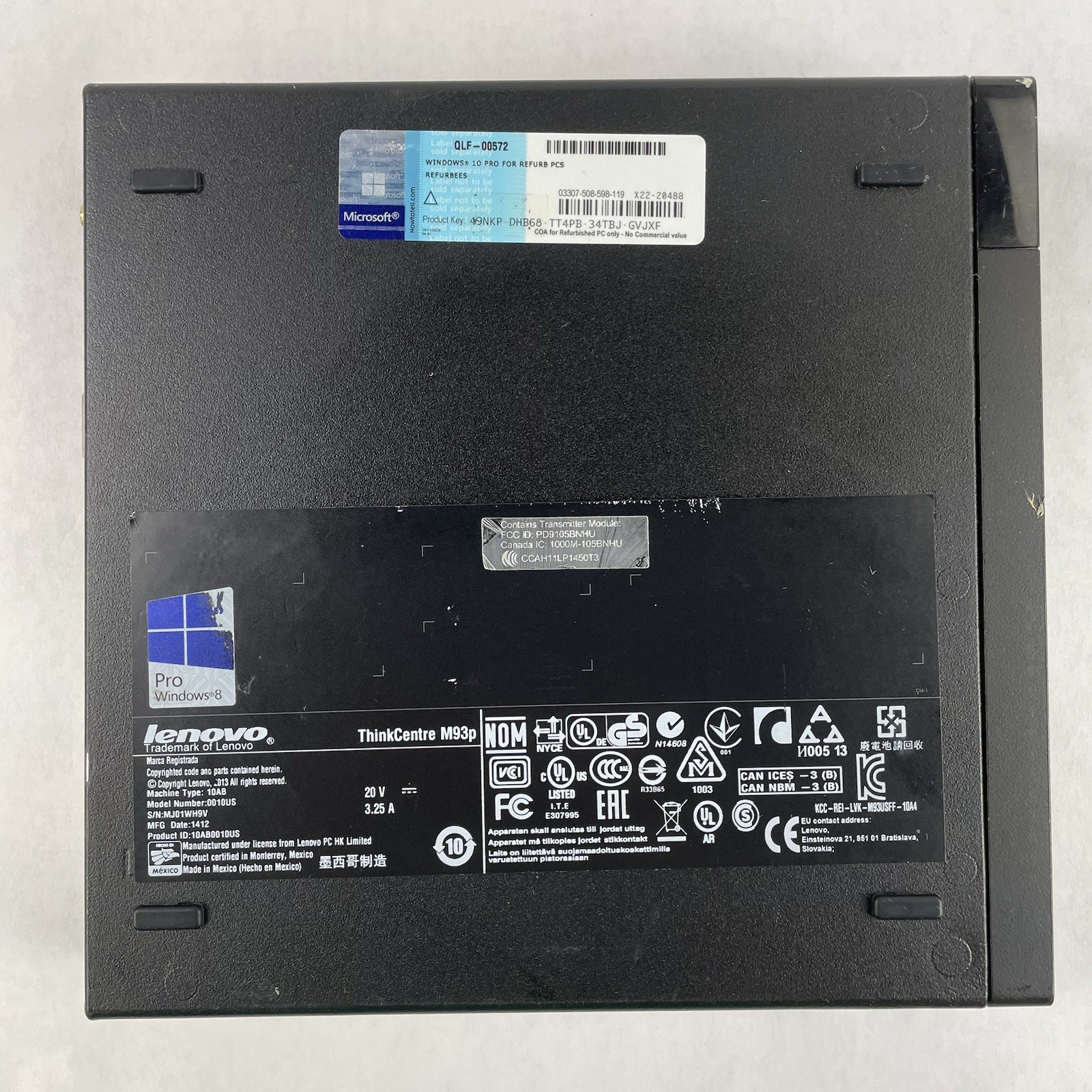 Lenovo ThinkCentre M93P Micro i5-4570T 2.90 GHz 8 GB RAM No SSD/OS/AC9