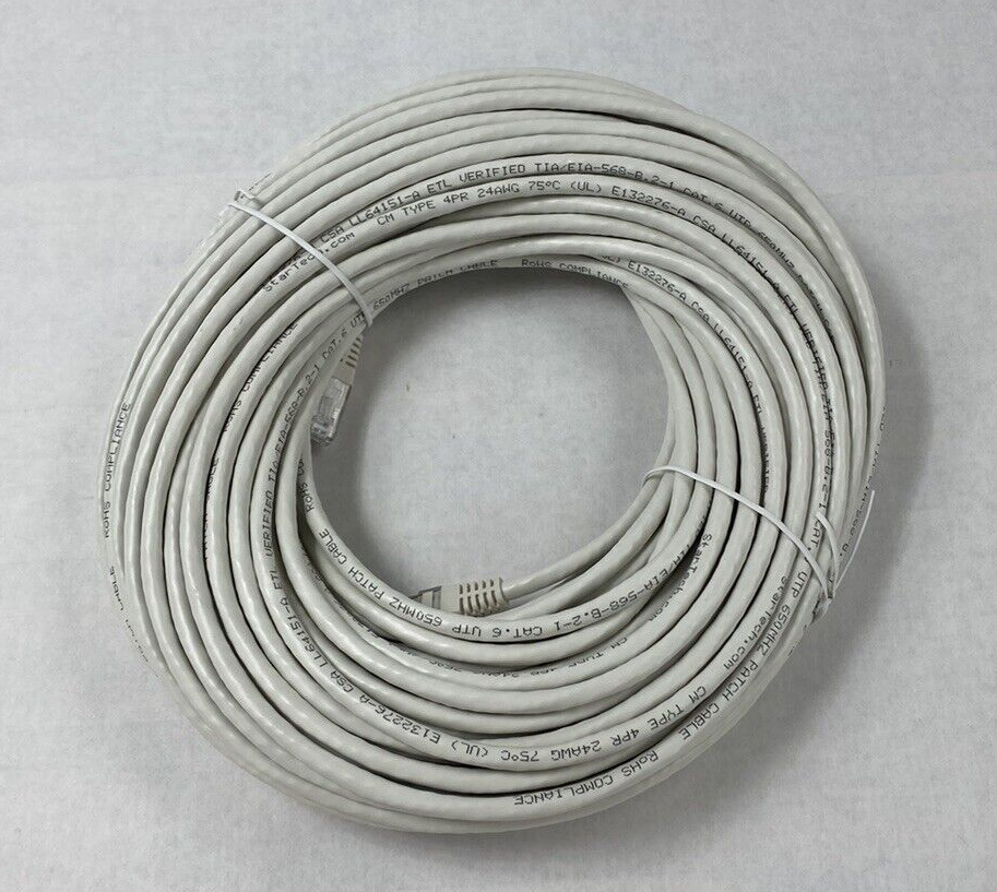Startech C6PATCH100WH 100 Ft White Molded Cat6 UTP Patch Cable ETL Verified