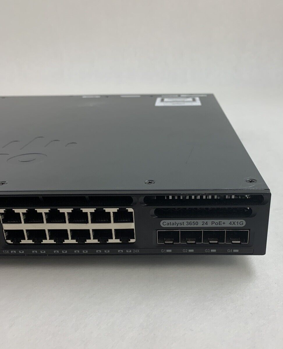 Cisco WS-C3650-24PS-S 24-Port Gigabit PoE Switch Managed Tested Bad Fan