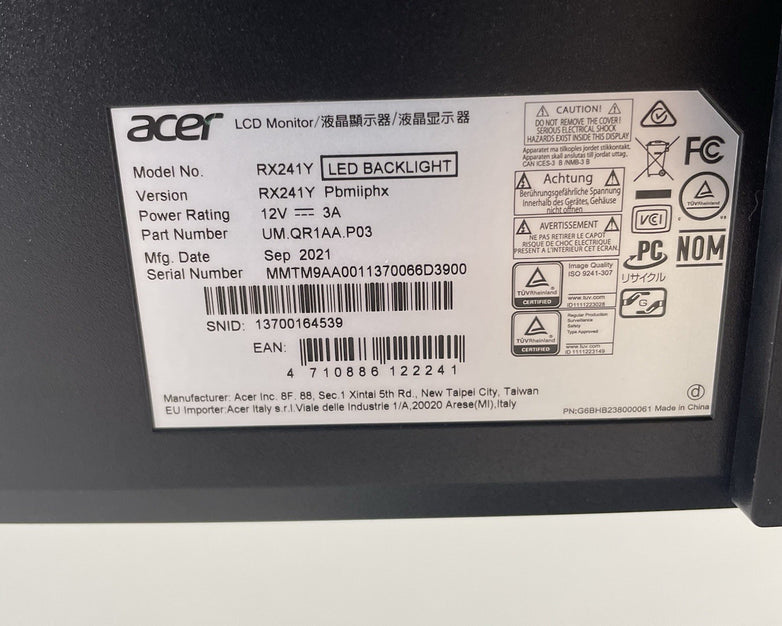Acer RX241Y - 24" Gaming Monitor VA LCD 144 HZ