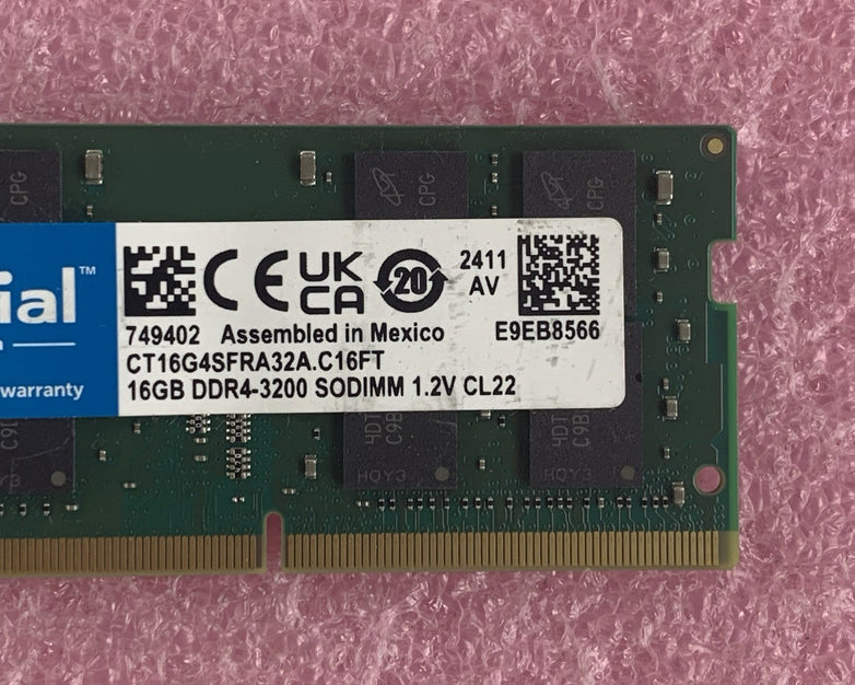 Crucial CT16G4SFRA32A.C16FT 16 GB DDR4 3200 SODIMM Laptop Ram Memory