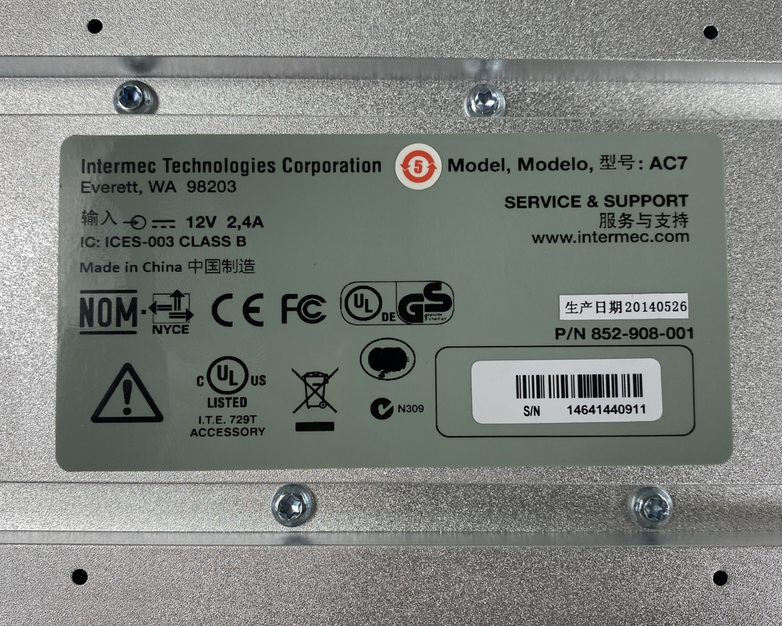 Intermec AC7 852-908-001 12V 2.4A 4-Bay Battery Charger No AC Adapter