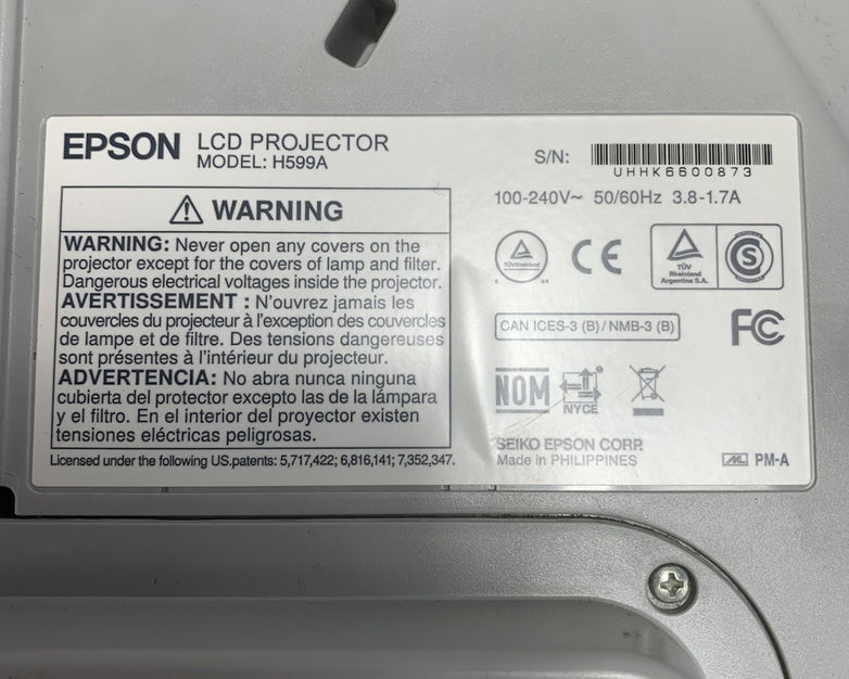 Epson BrightLink 595Wi H599A LCD Projector 2560 Lamp Hours - No Remote