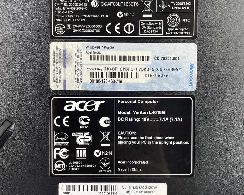 Acer Veriton L4618G Micro i3-2120 3.30 GHz 4 GB RAM No SSD/OS/AC
