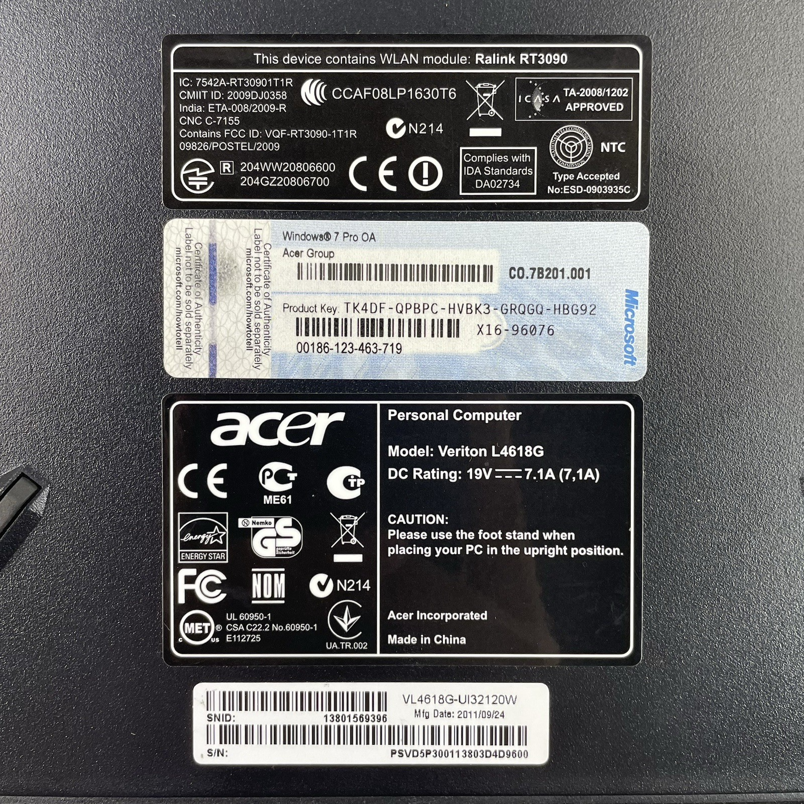 Acer Veriton L4618G Micro i3-2120 3.30 GHz 4 GB RAM No SSD/OS/AC8