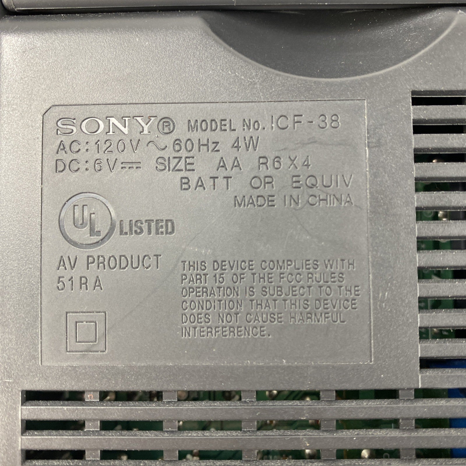 Sony FM/AM 2Band Radio ICF-38 Pulled from Used Environment Tested5