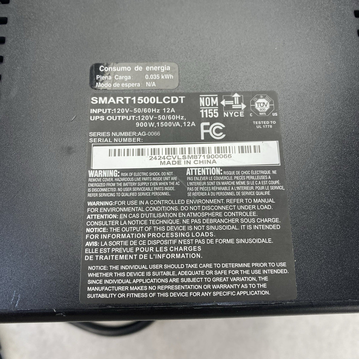 Tripp Lite SMART1500LCDT UPS - Tested8