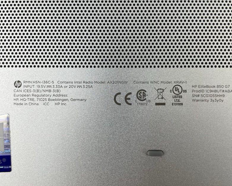 HP EliteBook 850 G7 15.6" i5-10310U 1.70 GHz 8 GB RAM No SSD/OS/AC - Bad Corner