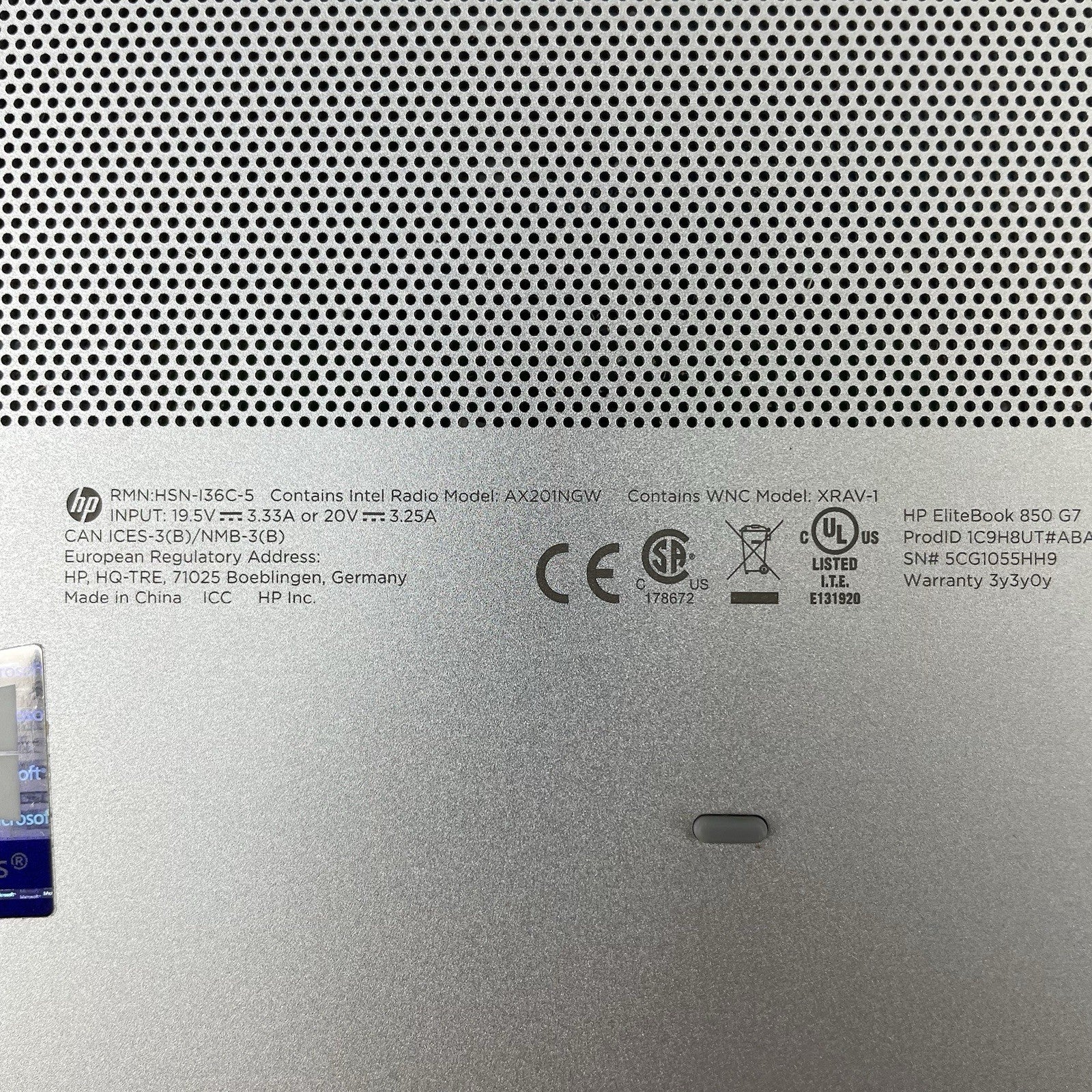 HP EliteBook 850 G7 15.6" i5-10310U 1.70 GHz 8 GB RAM No SSD/OS/AC - Bad Corner15