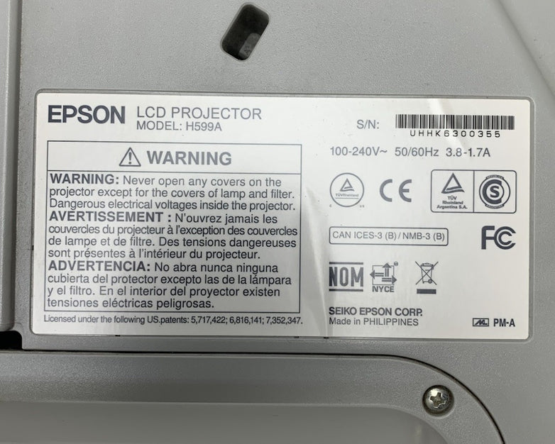 Epson H599A BrightLink 595Wi LCD Lamp Projector 2594 Lamp Hours No Remote