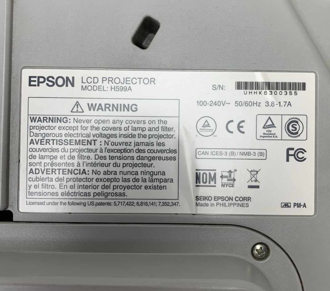 Epson H599A BrightLink 595Wi LCD Lamp Projector 2594 Lamp Hours No Remote7