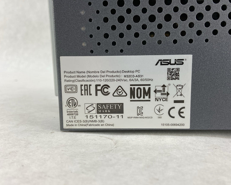 ASUS M32CD MT Intel Core i3-6122 3.7GHz 8GB RAM No HDD No OS