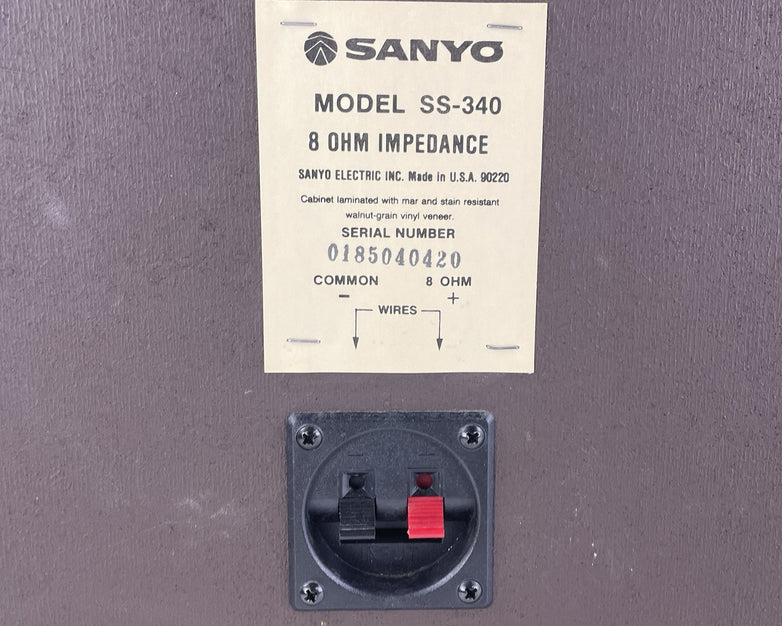 Sanyo SS-340 26" Home Audio Floor Standing Walnut Speaker Pair 8 Ohm