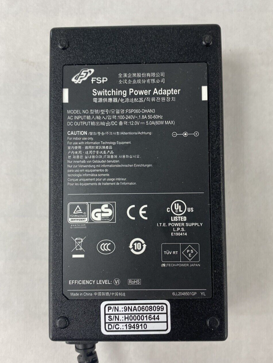 Lot of 3 FSP FSP060-DHAN3 12V 5.0A 60W Switching Power Supply