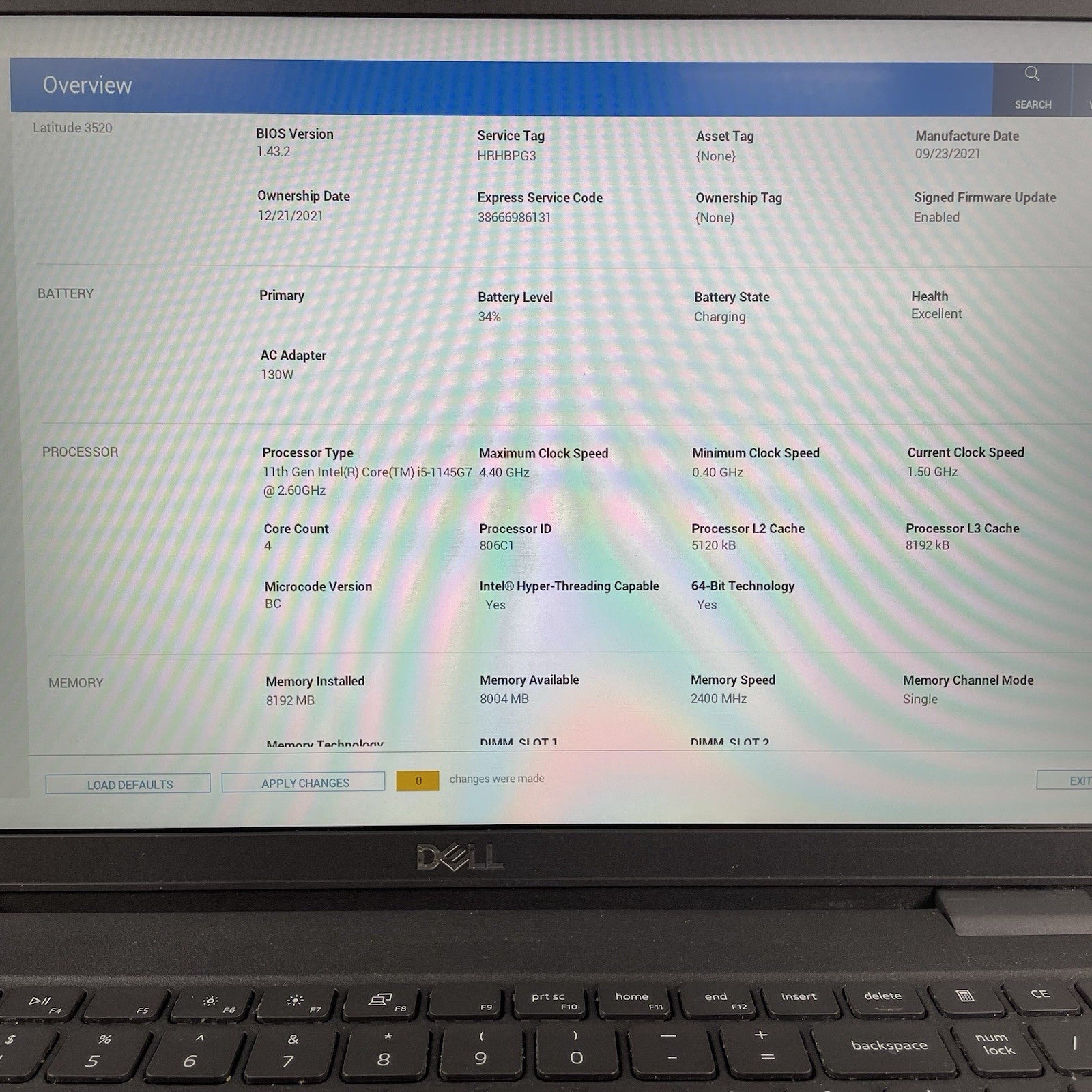 Dell Latitude 3520 15.6" i5-1145G7 2.60 GHz 8 GB RAM No SSD/OS/AC - READ3