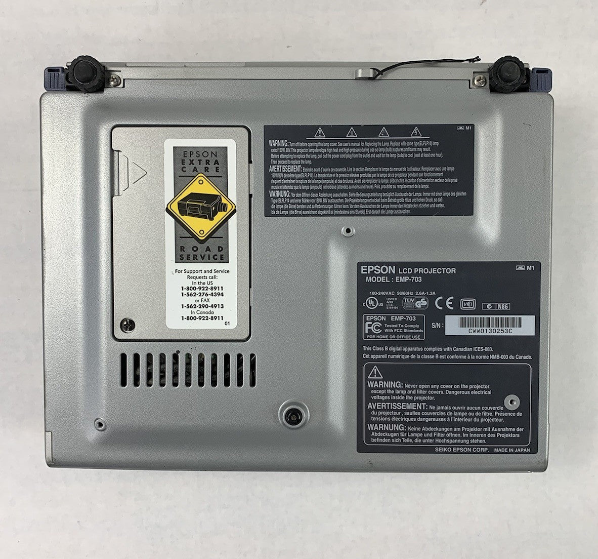 Epson EMP-703 LCD Lamp Projector No Remote No Cords