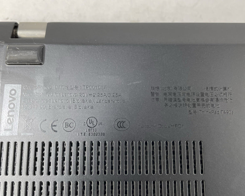 Lenovo ThinkPad T490s 14" i5-8365U 1.60 GHz 8 GB RAM No SSD/OS/AC
