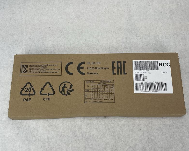 HP KBAR211 USB Slim Wired Keyboard (Black) Lot of 20