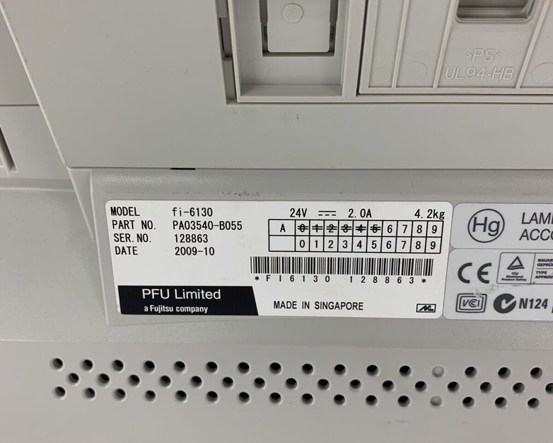 Fujitsu FI-6130 Sheetfed Scanner Bad Scanner For Parts and Repair No Power Cord