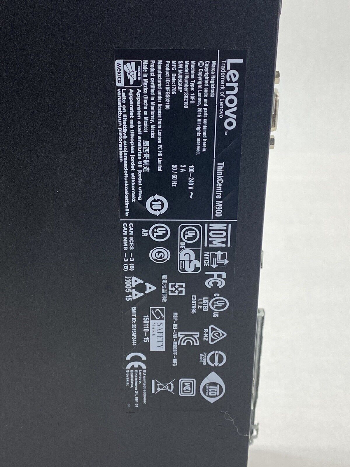 Lenovo ThinkCentre M900 SFF Intel Core i5-6500 3.20GHz 8GB RAM No HDD No OS