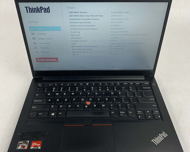 Lenovo ThinkPad E14 Gen 3 14" Ryzen 5 5500U 2.1Ghz 8GB Ram No OS/HDD/AC Scratch