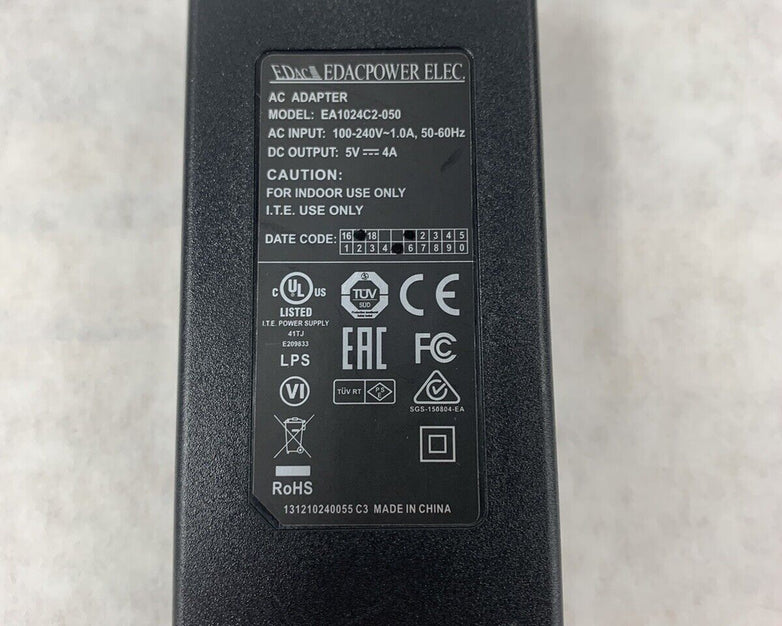 Genuine 4.8x1.7mm Edac AC/DC Adapter EA1024C2-050 Power Supply 5V 4A w/Cord