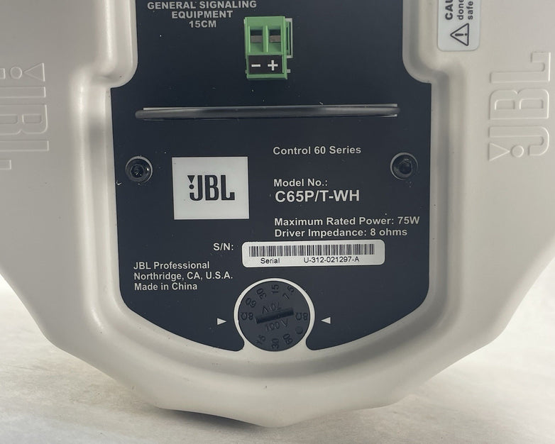1 JBL Professional C65P/T Compact Full-Range Hanging Pendant Speaker