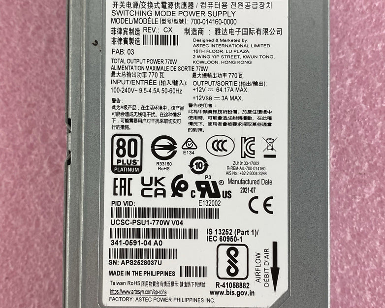 Artesyn 700-014160-0000 Switching Power Supply 770W Power Tested