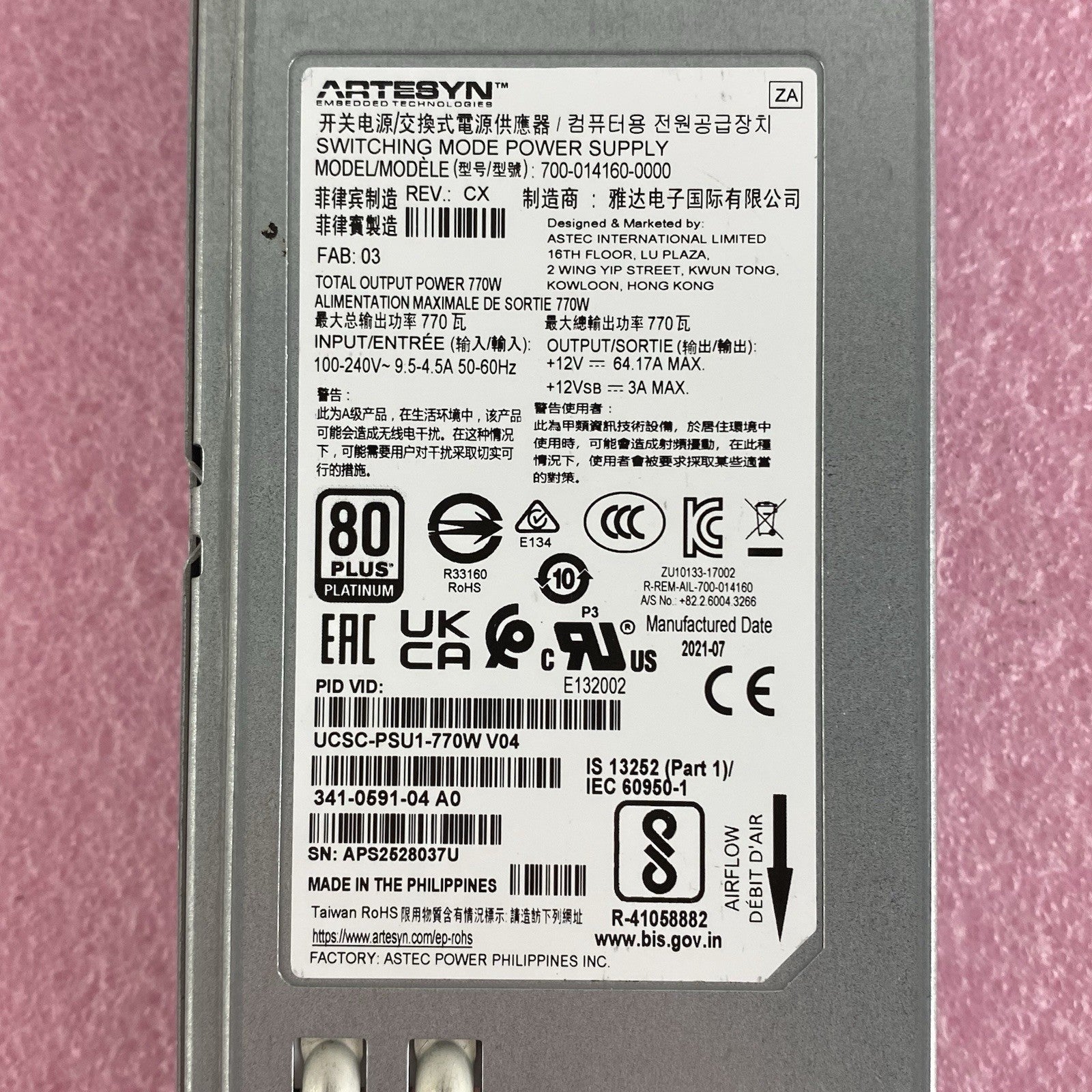 Artesyn 700-014160-0000 Switching Power Supply 770W Power Tested3