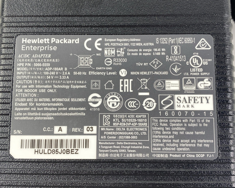 HP ADP-180AR 180W 54V 3.33A 4 Pin AC/DC Adapter